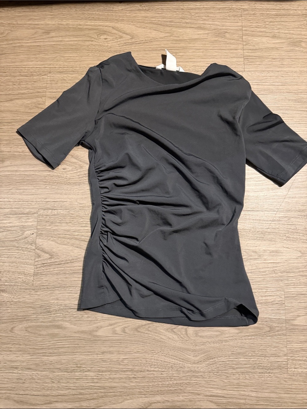 H&M Black Short-Sleeve Scrunched Side Top